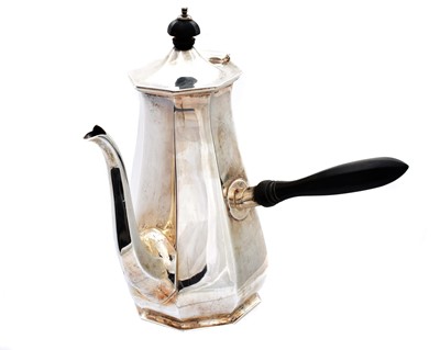 Lot 215 - A George V silver chocolate pot