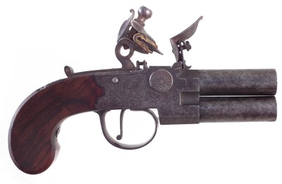 Lot 27 - H. Nock flintlock double barrel pistol