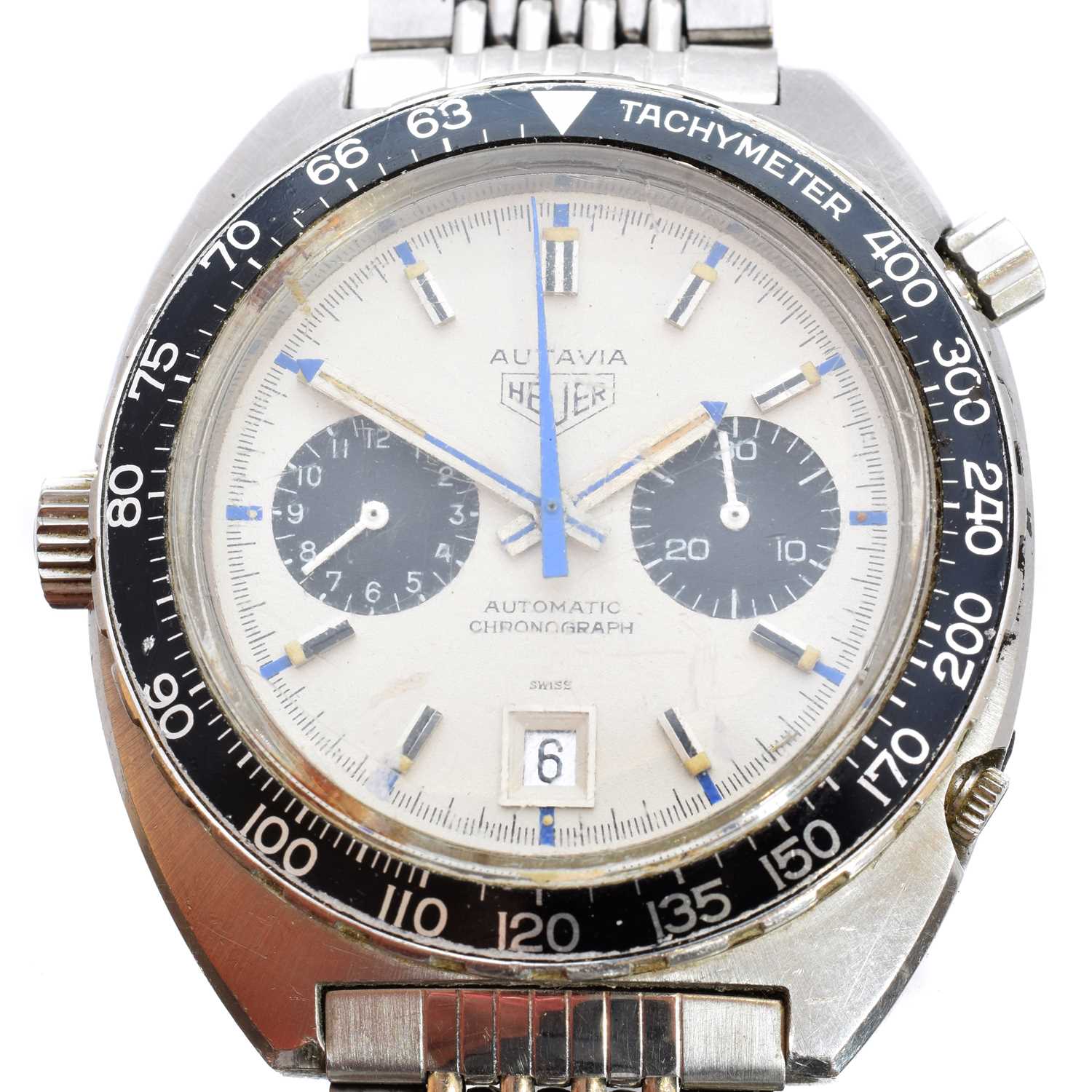 Lot 266 - A gents stainless steel 'Jo Siffert' Heuer Autavia wristwatch, circa 1970