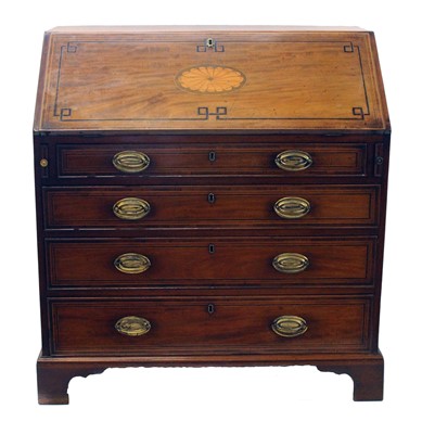 Lot 172 - George III mahogany bureau.