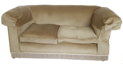 Lot 174 - Late 19th century drop-end sofa covered in sage green draylon, 173cms, 68cms.