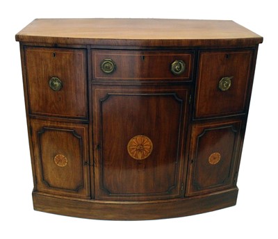 Lot 401 - George III mahogany bow-front sideboard