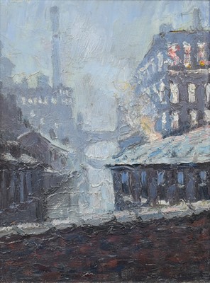 Lot 82 - Reg Gardner (British 1948-), "Beswick St. Bridge (Sylvana Mill)", oil.