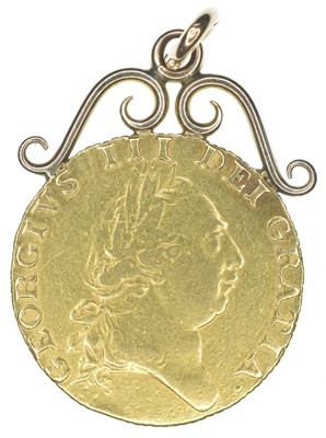 Lot 82 - King George III, Guinea, 1787, mounted.
