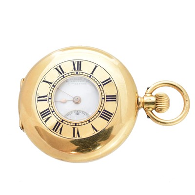 Lot 275 - An 18ct gold half hunter fob watch