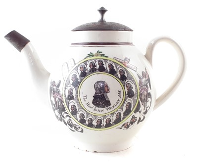 Lot 83 - Wesley creamware teapot
