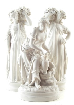 Lot 105 - Pair of Parian figures and one other