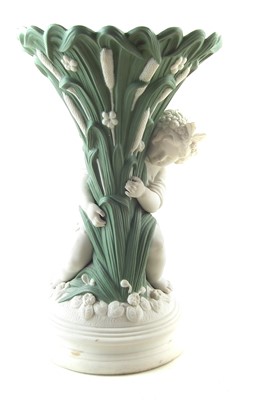Lot 100 - Robinson and Leadbeather coloured Parian vase