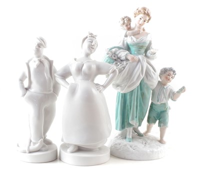 Lot 101 - Pair of Copenhagen figures together with one other continental figure group