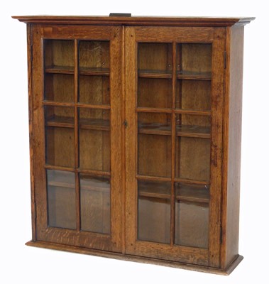 Lot 191 - Glazed two door wall hanging cabinet, 95cm (37") wide, 24cm (9.5") deep, 97cm (38") high.