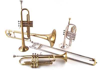 Lot 36 - Two trumpets, a Cornet and a Trombone