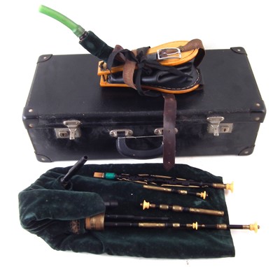 Lot 28 - Cased set of Northumbrian small pipes marked Burleigh S44