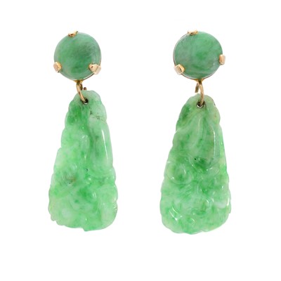 Lot 47 - A pair of jade earrings