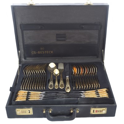 Lot 72 - A cased canteen of Besteck 24ct gold plated Solingen cutlery