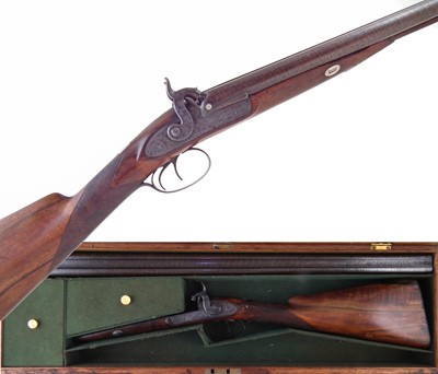 Lot 129 - Cased Westley Richards 16 bore double percussion shotgun