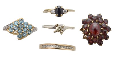 Lot 232 - Five 9ct gold gem-set dress rings