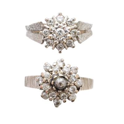 Lot 210 - Two 18ct gold diamond cluster rings