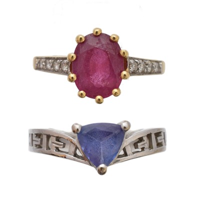 Lot 198 - Two 18ct gold gem-set rings