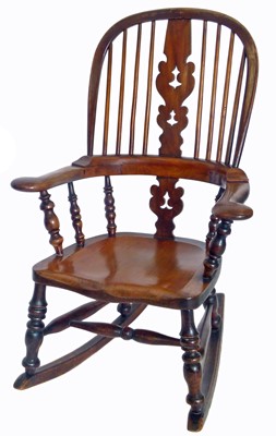 Lot 339 - Victorian high-back Windsor rocking chair