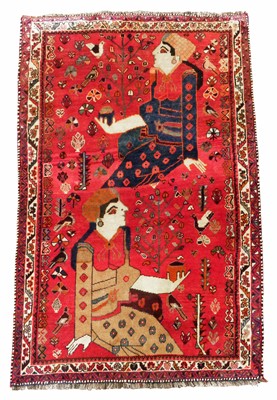 Lot 141 - A twentieth century Persia/ Iran qashqai pictorial wool rug.