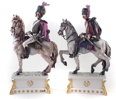 Lot 294 - Two Capo Di Monte cavalry horsemen