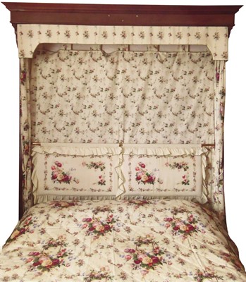 Lot 178 - Edwardian mahogany wall mounted bed canopy etc.