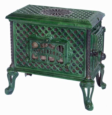 Lot 142 - Chauffette "Godin" green enameled stove.