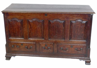 Lot 389 - George III oak Lancashire chest.