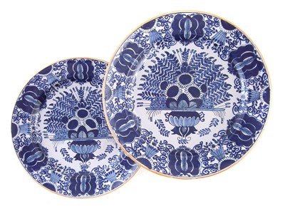Lot 256 - Pair of Delft Peacock chargers