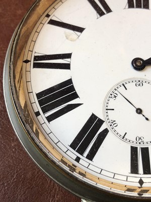 Lot 121 - A goliath pocket watch in silver fronted frame