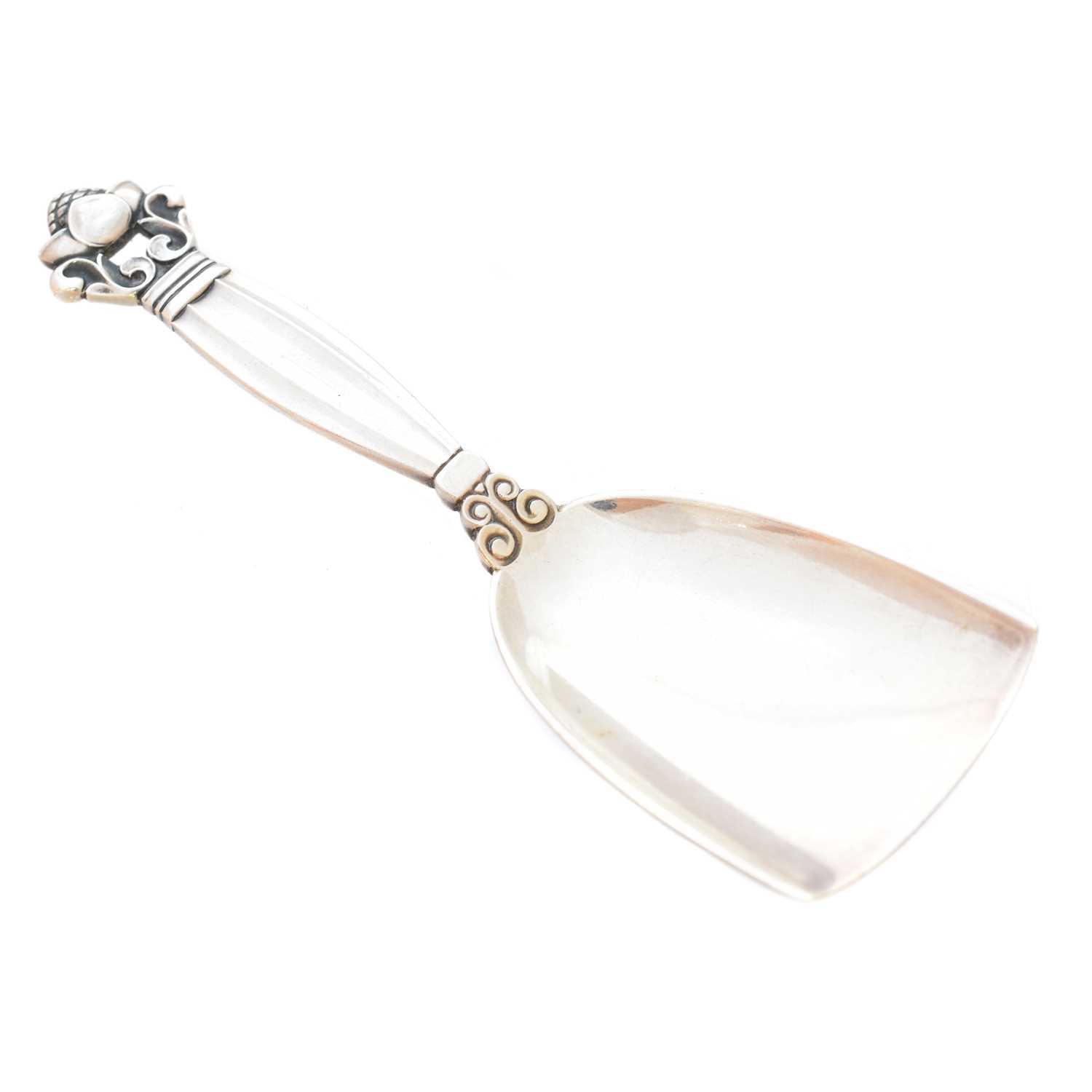 Lot 73 - A Georg Jensen Acorn Pattern caddy spoon