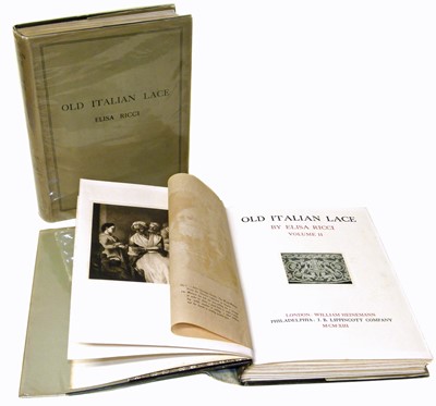Lot 61 - Ricci (Elisa) Old Italian Lace in 2 volumes by William Heineman, 1913