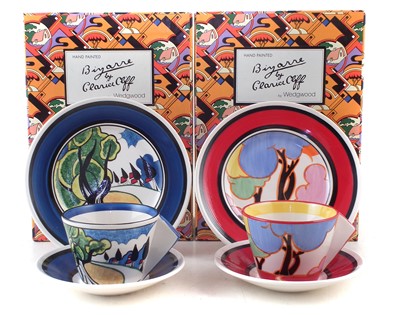 Lot 121 - Two Wedgwood Clarice Cliff trios