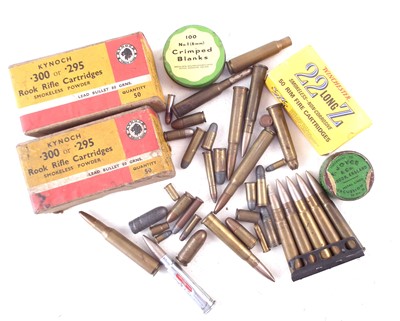 Lot 166 - .300 or .295 Kynock Rook Rifle ammunition and other mixed ammunition.