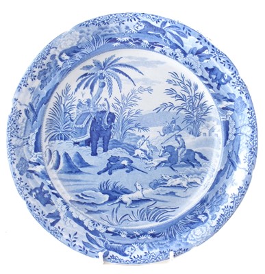 Lot 260 - Spode Indian sporting series blue transfer plate