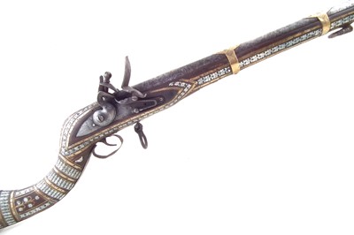 Lot 77 - Afghan Flintlock musket with pearl inlaid stock