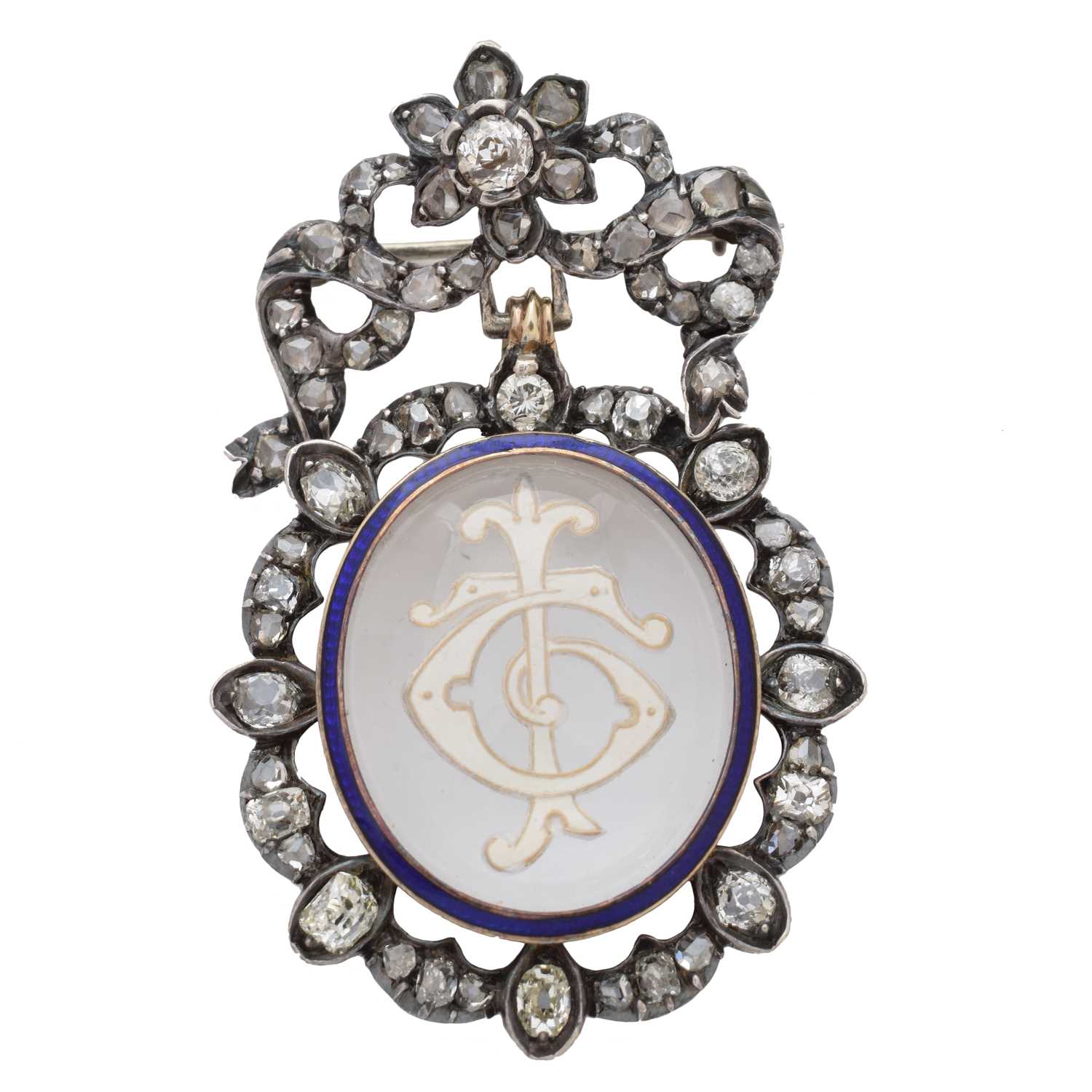 Lot 40 - A late 19th century diamond and rock crystal brooch
