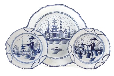 Lot 246 - Pair of Pearlware plates and a charger