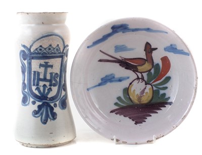 Lot 251 - Delft bowl and an apothecary jar