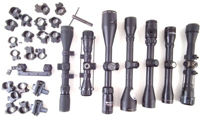 Lot 280 - Seven rifle telescopes and various mounts