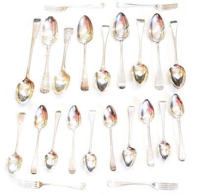 Lot 223 - A large selection of Georgian and later silver flatware