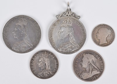 Lot 45 - Quantity of silver coins to include 1891 Victoria silver crown and three Dutch silver coins.