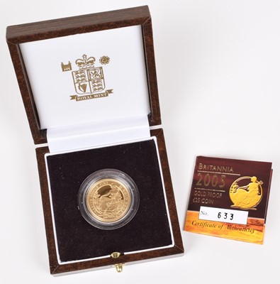 Lot 85 - A Royal Mint 2005 Gold Proof Britannia, Twenty-five pounds coin in box.