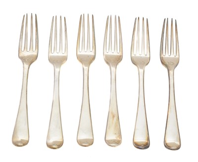 Lot 156 - Six George III dessert forks