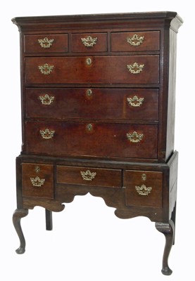 Lot 446 - George III oak chest on stand