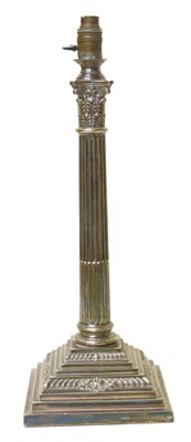 Lot 313 - Mid 19th century electroplated corinthian column table lamp base