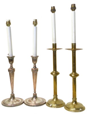 Lot 314 - Two pairs of candlesticks