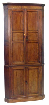 Lot 378 - George III mahogany double floor standing corner cupboard
