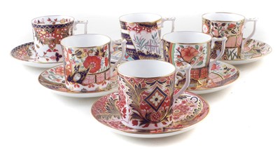 Lot 175 - Six Royal Derby Curators collection coffee cups and saucers.