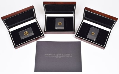 Lot 10 - The London Mint Office, Longest Reigning Monarch Sovereign Set of Full, Half, Quarter.
